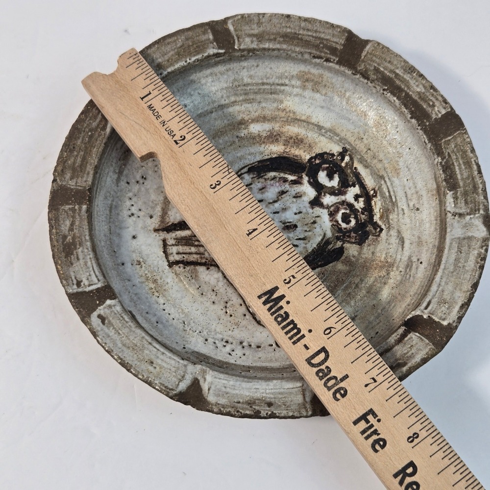 Mid Century Gerd Lu Grove Pottery Ashtray Owl Dish West German Studio Keramik - Picture 5 of 10